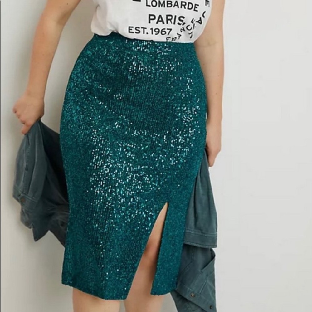 NWT Anthropologie Sequin Skirt 2X